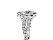 Solitaire Engagement Ring Setting for Oval Center with Twisted Pave Split Shank and Prong Head in Platinum