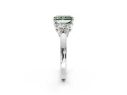 Solitaire Engagement Ring Setting for Fancy Green Radiant Cut Center with Marquise Flower Shoulders and Prong Head in Sterling Silver