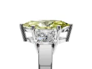 3 Stone Engagement Ring Setting for Fancy Yellow Marquise Center with Matching Side Accents and Prong Head in Platinum