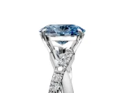 Crossover Engagement Ring Setting for Fancy Blue Oval Center with Pave and Plain Strands and Prong Head in White Gold