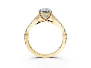 Solitaire Engagement Ring Setting for Radiant Cut Center with Pave Split Shank and Prong Head in Yellow Gold