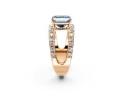 Solitaire Engagement Ring Setting for Fancy Blue Asscher Cut Center with Wide-Open Split Shank and Prong Head in Rose Gold