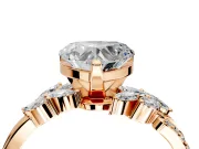 Solitaire Engagement Ring Setting for Heart-Shaped Center with Marquise Accent Twist Band and Prong Head in Rose Gold
