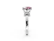 Floral Engagement Ring Setting for Fancy Pink Oval Center with Marquise Cluster Shoulders and Prong Head in Sterling Silver