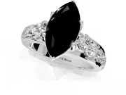 Solitaire Engagement Ring Setting for Fancy Black Marquise Center with Graduated Shared Prongs and Prong Head in Platinum