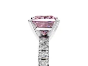 Solitaire Engagement Ring Setting for Fancy Pink Princess Cut Center with Large Accents and Prong Head in Platinum