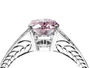 Split Shank Engagement Ring Setting for Fancy Pink Oval Center with Pave Split Shank and Prong Head in Sterling Silver