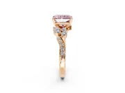 Solitaire Engagement Ring Setting for Fancy Pink Radiant Cut Center with Marquise Accent Twist Band and Prong Head in Rose Gold