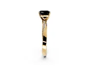 Side Accent Engagement Ring Setting for Fancy Black Cushion Cut Center with Accent Shoulders and Prong Head in Yellow Gold
