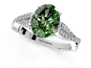 Solitaire Engagement Ring Setting for Fancy Green Oval Center with Twisted Pave Split Shank and Prong Head in Platinum