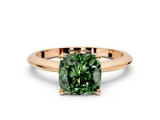 Solitaire Engagement Ring Setting for Fancy Green Cushion Cut Center with Knife Ridge Band and Claw Prong Head in Rose Gold