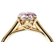 Solitaire Engagement Ring Setting for Fancy Pink Oval Center with Cathedral Band and Prong Head in Yellow Gold