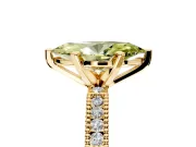 Solitaire Engagement Ring Setting for Fancy Yellow Marquise Center with Milgrain-Edged Pave Band and Prong Head in Yellow Gold
