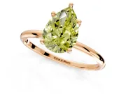 Solitaire Engagement Ring Setting for Fancy Yellow Pear-Shaped Center with Straight Thin Band and Prong Head in Rose Gold