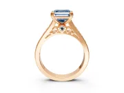 Solitaire Engagement Ring Setting for Fancy Blue Asscher Cut Center with Channel Band and Double Claw Prong Head in Rose Gold