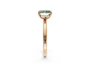 Hidden Halo Engagement Ring Setting for Fancy Green Radiant Cut Center with Thin Rounded Band and Prong Head in Rose Gold