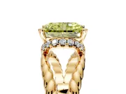 Halo Engagement Ring Setting for Fancy Yellow Radiant Cut Center with Rope Twist Split Shank and Prong Head in Yellow Gold