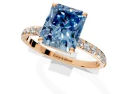 Solitaire Engagement Ring Setting for Fancy Blue Radiant Cut Center with Pave Accents and Prong Head in Rose Gold