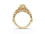 Solitaire Engagement Ring Setting for Fancy Yellow Marquise Center with Filigree Band and Prong Head in Yellow Gold