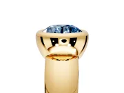 Solitaire Engagement Ring Setting for Fancy Blue Round Cut Center with Wide Band and Bezel Head in Yellow Gold