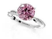 Solitaire Engagement Ring Setting for Fancy Pink Round Cut Center with Twist Band and Bead Prong Head in Sterling Silver