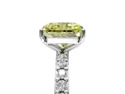Solitaire Engagement Ring Setting for Fancy Yellow Radiant Cut Center with Round Cut Pave Band and Prong Head in White Gold