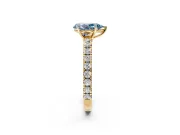 Solitaire Engagement Ring Setting for Fancy Blue Pear-Shaped Center with Large Accent Band and Prong Head in Yellow Gold
