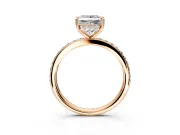 Solitaire Engagement Ring Setting for Princess Cut Center with Fine Pave Band and Prong Head in Rose Gold