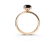 Hidden Halo Engagement Ring Setting for Fancy Black Oval Center with Pave Band and Prong Head in Rose Gold