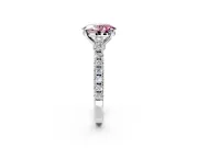 Solitaire Engagement Ring Setting for Fancy Pink Oval Center with Single Row Accent Band and Prong Head in Platinum