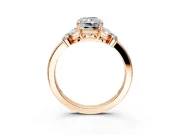 Solitaire Engagement Ring Setting for Radiant Cut Center with Marquise Flower Shoulders and Prong Head in Rose Gold