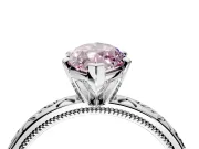 Solitaire Engagement Ring Setting for Fancy Pink Marquise Center with Scrollwork Band and Prong Head in White Gold