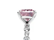 Solitaire Engagement Ring Setting for Fancy Pink Princess Cut Center with Alternating Size Accents and Prong Head in White Gold