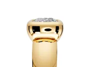 Solitaire Engagement Ring Setting for Cushion Cut Center with Wide Band and Bezel Head in Yellow Gold