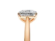 Solitaire Engagement Ring Setting for Radiant Cut Center with Narrow Cathedral Band and Prong Head in Rose Gold