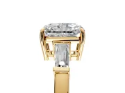 3 Stone Engagement Ring Setting for Radiant Cut Center with Baguette Accents and Prong Head in Yellow Gold