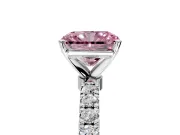 Open Basket Engagement Ring Setting for Fancy Pink Radiant Cut Center with Pave Band and Prong Head in Platinum