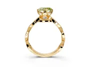 Solitaire Engagement Ring Setting for Fancy Yellow Heart-Shaped Center with Accented Twist Band and Leaf Prong Head in Yellow Gold
