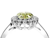 Starburst Halo Engagement Ring Setting for Fancy Yellow Oval Center with Flat Cathedral Band and Prong Head in Platinum