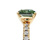 Solitaire Engagement Ring Setting for Fancy Green Radiant Cut Center with Large Accents and Prong Head in Yellow Gold