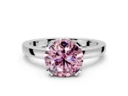 Solitaire Engagement Ring Setting for Fancy Pink Round Cut Center with Plain Band and Flat Tab Prong Head in Platinum