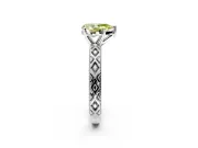 Solitaire Engagement Ring Setting for Fancy Yellow Pear-Shaped Center with Milgrain X Pattern Band and Prong Head in Platinum