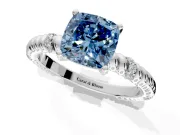 Rope Engagement Ring Setting for Fancy Blue Cushion Cut Center with Accent Shoulders and Prong Head in Sterling Silver