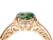 Floral Engagement Ring Setting for Fancy Green Cushion Cut Center with Four Accent Clusters and Prong Head in Rose Gold