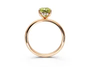 Hidden Halo Engagement Ring Setting for Fancy Yellow Radiant Cut Center with Thin Round-Wire Band and Prong Head in Rose Gold