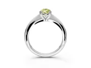 Solitaire Engagement Ring Setting for Fancy Yellow Pear-Shaped Center with Reverse Tapered Band and Prong Head in Platinum