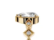 Milgrain Bezel Engagement Ring Setting for Pear-Shaped Center with Marquise Stations and Bezel Head in Yellow Gold