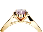 Solitaire Engagement Ring Setting for Fancy Pink Pear-Shaped Center with Tapered Shoulders and Prong Head in Yellow Gold