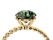 Solitaire Engagement Ring Setting for Fancy Green Round Cut Center with Plain Twisted Rope Band and Prong Head in Yellow Gold