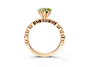 Solitaire Engagement Ring Setting for Fancy Yellow Heart-Shaped Center with Beaded Bezel Station Band and Prong Head in Rose Gold